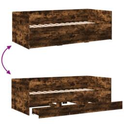 Berkfield Home Versatile Daybed with Drawers without Mattress Smoked Oak 75x190 in Brown - thumbnail 8