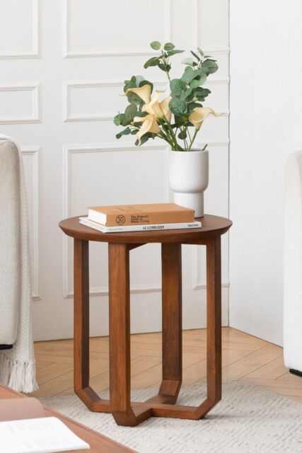 MH London Side Table Coffee & Side Tables Squre Solid Wood Bedside Table with Four Legs for Living Room & Bedroom Forbes in Walnut - image 1