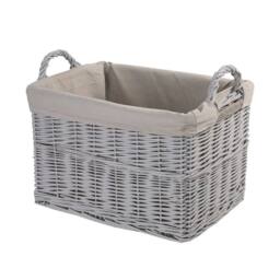 FLAVORA Rectangular Medium-Wicker Basket for Storage in Grey - Size: 500mm - thumbnail 5