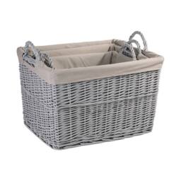 FLAVORA Rectangular Medium-Wicker Basket for Storage in Grey - Size: 500mm - thumbnail 1