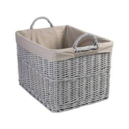 FLAVORA Rectangular Medium-Wicker Basket for Storage in Grey - Size: 500mm - thumbnail 4