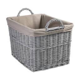 FLAVORA Rectangular Medium-Wicker Basket for Storage in Grey - Size: 500mm - thumbnail 2