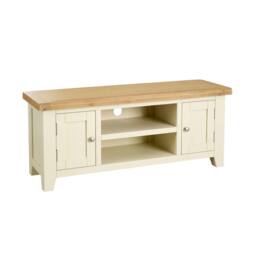 Home Source 2 Doors 2 Shelves TV Stand Media Entertainment Storage Cabinet Wooden in White - thumbnail 9