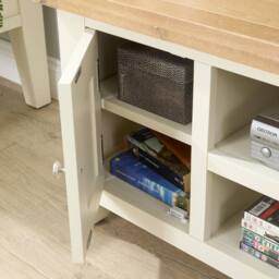 Home Source 2 Doors 2 Shelves TV Stand Media Entertainment Storage Cabinet Wooden in White - thumbnail 8