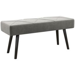 HOMCOM End of Bed Bench, Upholstered Hallway Bedroom with Steel Legs in Grey - thumbnail 2