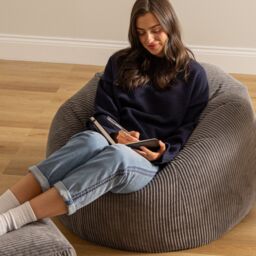 icon Kingston Bean Bag & Footstool Jumbo Cord Bundle in Charcoal - thumbnail 6