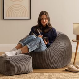 icon Kingston Bean Bag & Footstool Jumbo Cord Bundle in Charcoal - thumbnail 2