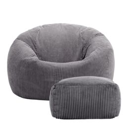 icon Kingston Bean Bag & Footstool Jumbo Cord Bundle in Charcoal - thumbnail 4