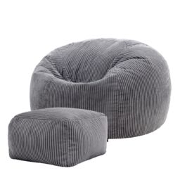 icon Kingston Bean Bag & Footstool Jumbo Cord Bundle in Charcoal - thumbnail 3