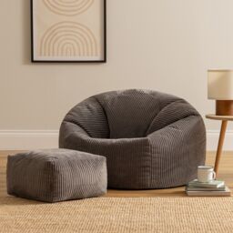 icon Kingston Bean Bag & Footstool Jumbo Cord Bundle in Charcoal