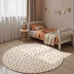 THE RUGS Adventures Kids Rug Konfetti Cream Multicolour Kids Bedroom Rug - Size: 160 cm diameter - thumbnail 4