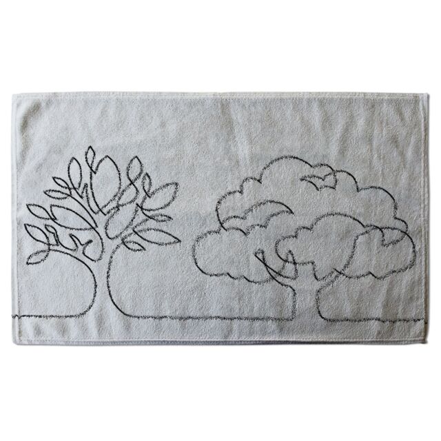 Benjamin Tate Design line drawing of trees Designer Bath Towel in Purple - image 1