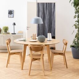Furniture To Go Roxby Oak Table 105x76cm with 4 Roxby Oak Dining Chairs in Brown - Size: 105x76 cm