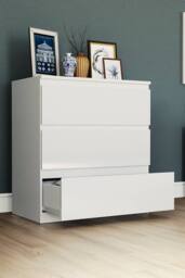 HD Designs Glinton 3 Drawer Chest of Drawers High Gloss Bedroom Furniture in White - thumbnail 2
