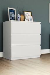 HD Designs Glinton 3 Drawer Chest of Drawers High Gloss Bedroom Furniture in White - thumbnail 1