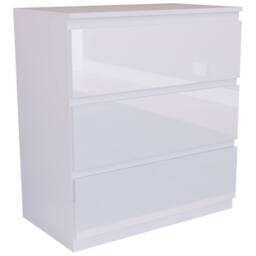 HD Designs Glinton 3 Drawer Chest of Drawers High Gloss Bedroom Furniture in White - thumbnail 6