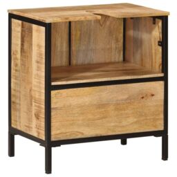 Berkfield Home Bathroom Sink Cabinet 55x35x60 cm Solid Wood Mango & Iron in Brown - Size: 55 x 35 x 60 cm - thumbnail 5