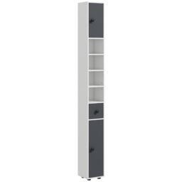 Kleankin Slim Bathroom Cabinet, Toilet Roll Storage w/ Shelves in Grey