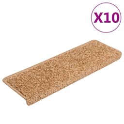 Berkfield Home Stair Mats 10 pcs 65x21x4 cm Beige - Size: Medium - thumbnail 2