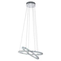 Loops Pendant Light Colour Chrome Plated Steel Shade Clear Crystal Bulb LED 29.6W Incl in Metallics - thumbnail 1