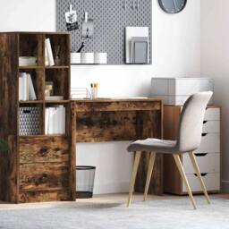 Berkfield Home Writing Desk Smoked oak Engineered wood Compact Writing Desk in Brown - thumbnail 2