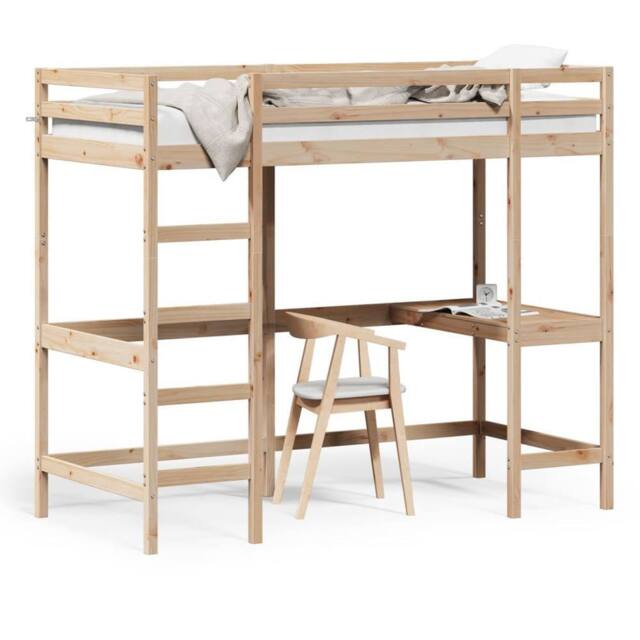 Berkfield Home Loft Bed without Mattress 100x200 cm Solid Wood Pine in Brown - image 1