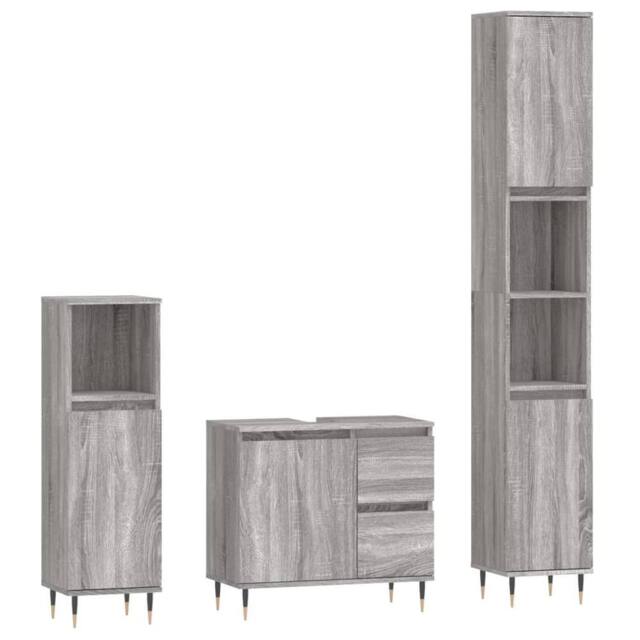 Berkfield Home 3 Piece Bathroom Furniture Set Grey Sonoma Engineered Wood - image 1