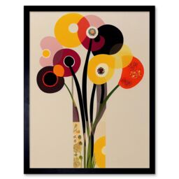"Artery8 Retro Spring Summer Flowers Floral Burgundy Orange Framed Art Print - Size: W12"" x H16""" - thumbnail 1