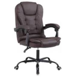 EONLION Reclining Office Chair Faux Leather Adjustable Seat Brown