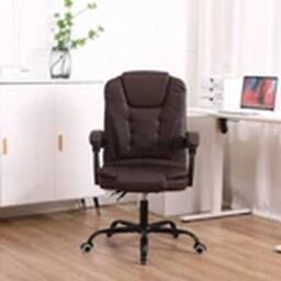 EONLION Reclining Office Chair Faux Leather Adjustable Seat Brown - thumbnail 4