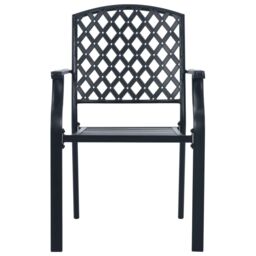 Berkfield Home Stackable Garden Chair Set 3 pcs Anthracite Powder-coated Steel in Black - thumbnail 5