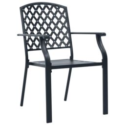 Berkfield Home Stackable Garden Chair Set 3 pcs Anthracite Powder-coated Steel in Black - thumbnail 4