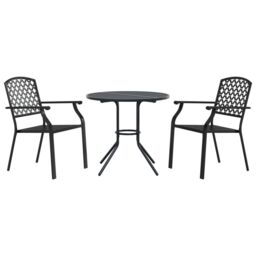 Berkfield Home Stackable Garden Chair Set 3 pcs Anthracite Powder-coated Steel in Black - thumbnail 2