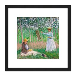 Artery8 Claude Monet In Woods Giverny Painting 8X8 Inch Square Wooden Framed Wall Art Print Picture with Mount in Black - thumbnail 1