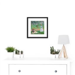 Artery8 Claude Monet In Woods Giverny Painting 8X8 Inch Square Wooden Framed Wall Art Print Picture with Mount in Black - thumbnail 2