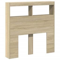 Berkfield Home Headboard Cabinet with LED Sonoma Oak 100x17x102 cm in Brown - Size: 100 x 17 x 102 cm - thumbnail 3