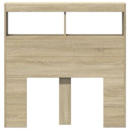 Berkfield Home Headboard Cabinet with LED Sonoma Oak 100x17x102 cm in Brown - Size: 100 x 17 x 102 cm - thumbnail 6