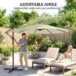 OUTSUNNY 3(m) Banana Parasol Cantilever Umbrella Garden in Beige - Size: 3m x 3m - thumbnail 5