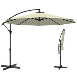 OUTSUNNY 3(m) Banana Parasol Cantilever Umbrella Garden in Beige - Size: 3m x 3m - thumbnail 2