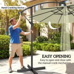 OUTSUNNY 3(m) Banana Parasol Cantilever Umbrella Garden in Beige - Size: 3m x 3m - thumbnail 4