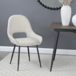 Home Garden Direct Pebble - Set of 2 Boucle Dining Chairs - Light Grey in Beige - thumbnail 4