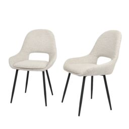 Home Garden Direct Pebble - Set of 2 Boucle Dining Chairs - Light Grey in Beige - thumbnail 5