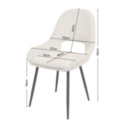 Home Garden Direct Pebble - Set of 2 Boucle Dining Chairs - Light Grey in Beige - thumbnail 9