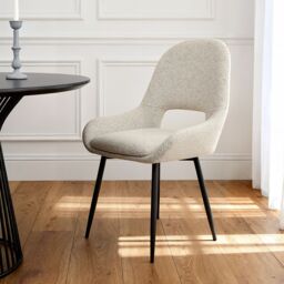 Home Garden Direct Pebble - Set of 2 Boucle Dining Chairs - Light Grey in Beige - thumbnail 2