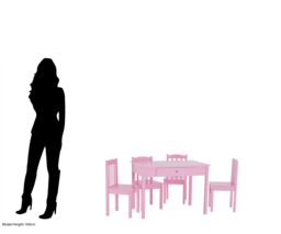 Orsina Pink Kids 5 Piece Dining Set, Playful Dining Table with 4 Dining Chairs, Wooden Dining Table With Chairs - thumbnail 3