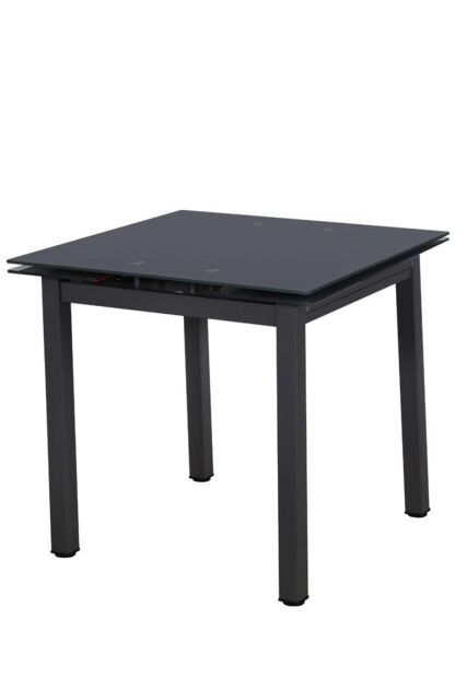 Modernique Tempered Glass Extending Small Dining Table 80 cm to 130 cm in Black - image 1