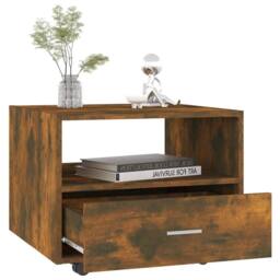 Berkfield Home Coffee Table Smoked Oak 55x55x40 cm Engineered Wood in Brown - Size: 55 x 55 x 40 cm - thumbnail 4