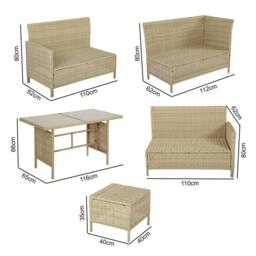 Home Garden Direct Thalia Rattan Corner Sofa 8 Seater Glass Table - Natural Premium Rattan Outdoor Garden Set - thumbnail 2