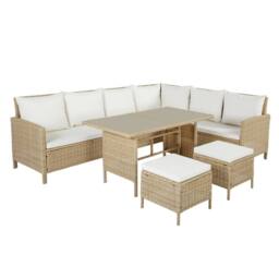Home Garden Direct Thalia Rattan Corner Sofa 8 Seater Glass Table - Natural Premium Rattan Outdoor Garden Set - thumbnail 8