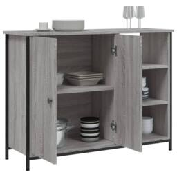 Berkfield Home Sideboard Grey Sonoma 100x33x75 cm Engineered Wood - Size: 100 x 33 x 75 cm - thumbnail 4